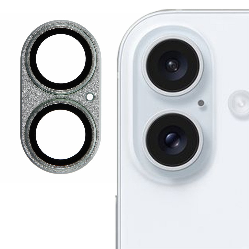 For iPhone 16 / 16 Plus Camera Lens Protector Integrated Clear Metal Frame+Tempered Glass Lens Film
