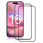 AMORUS 2Pcs For iPhone 16 Full Screen Protector HD Clear Silk Printing Tempered Glass Film