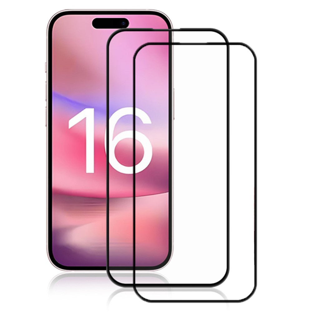 AMORUS 2Pcs For iPhone 16 Full Screen Protector HD Clear Silk Printing Tempered Glass Film