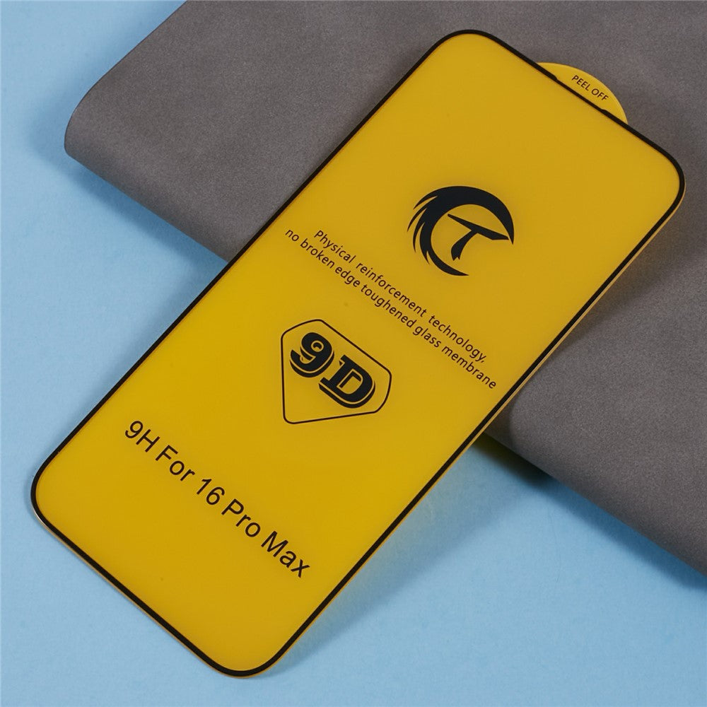 For iPhone 16 Pro Max Screen Protector Ultra Clear 9D Arc Edges Tempered Glass Film Complete Covering