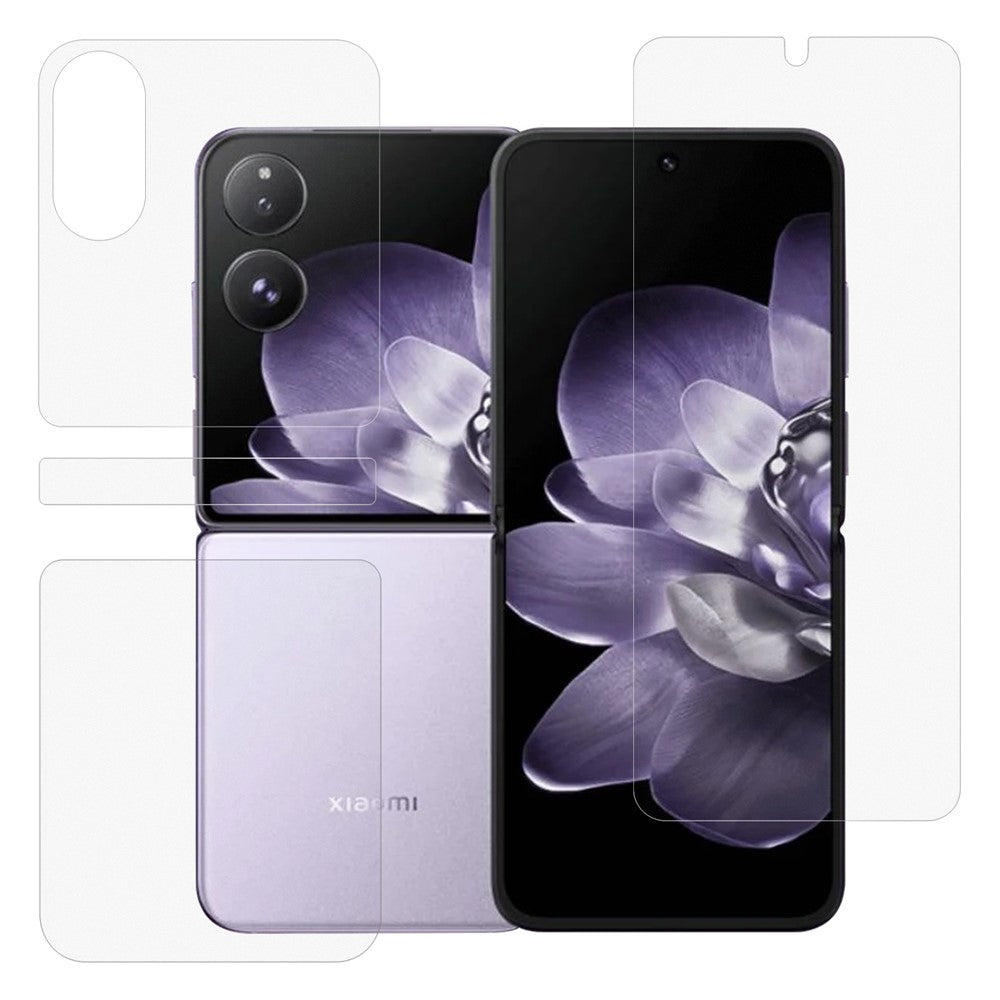 1 set för Xiaomi Mix Flip 5G matt skärmskydd mot fingeravtryck inuti + fram + bak heltäckande mjuk TPU-film