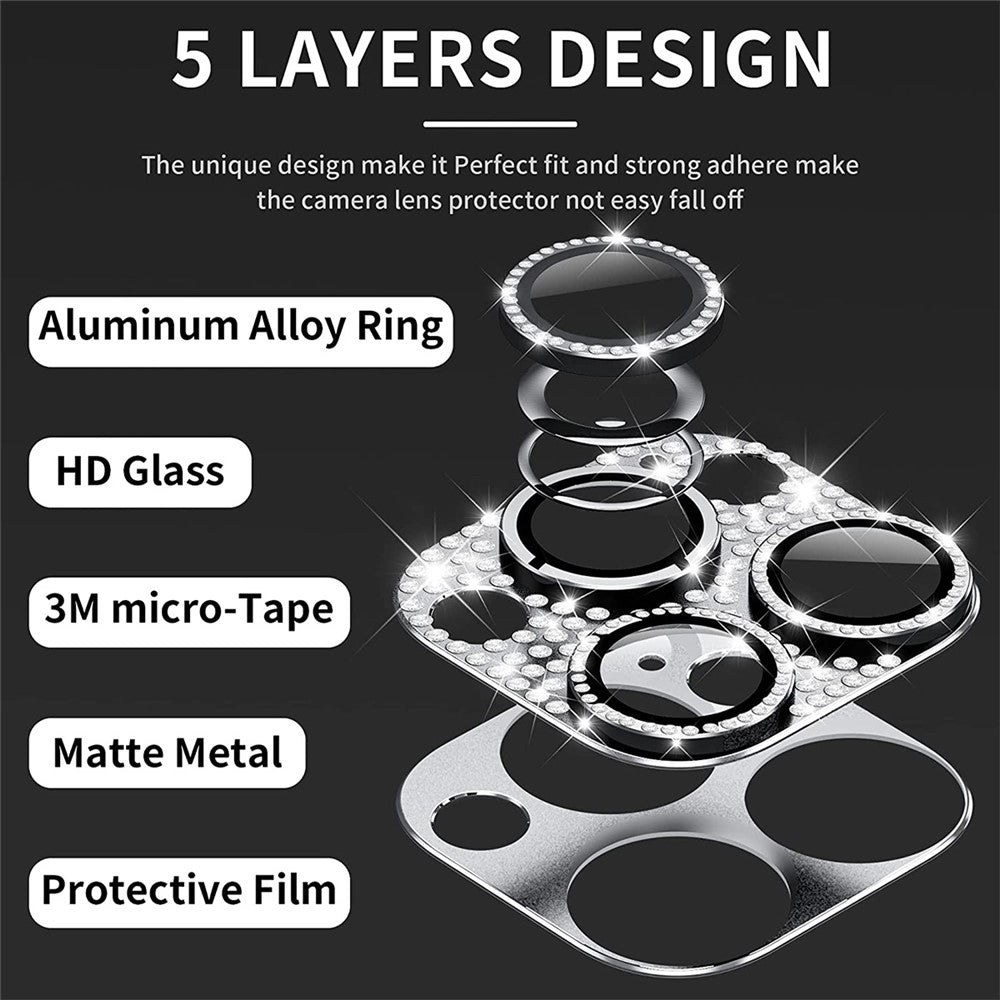 ENKAY HAT PRINCE kameralinsskydd med strasstensdekoration i metall + härdat glas för iPhone 16 Pro / 16 Pro Max