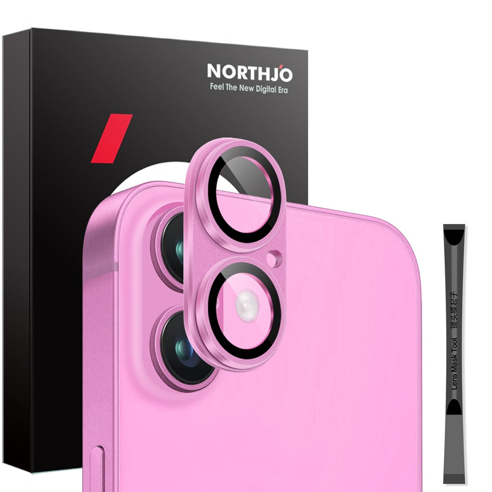 NORTHJO For iPhone 16 / 16 Plus Matte Camera Lens Protector Integrated Metal + Tempered Glass Lens Film