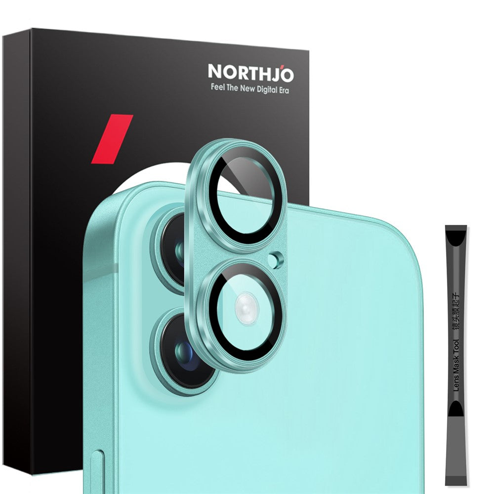NORTHJO For iPhone 16 / 16 Plus Matte Camera Lens Protector Integrated Metal + Tempered Glass Lens Film