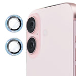 ENKAY HAT PRINCE 1 sæt til iPhone 16 / 16 Plus Kameralinsefilm Glitrende Metalring Linsebeskytter