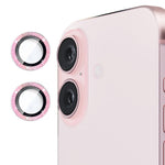 ENKAY HAT PRINCE 1 sæt til iPhone 16 / 16 Plus Kameralinsefilm Glitrende Metalring Linsebeskytter