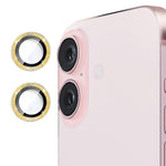 ENKAY HAT PRINCE 1 sæt til iPhone 16 / 16 Plus Kameralinsefilm Glitrende Metalring Linsebeskytter