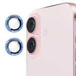 ENKAY HAT PRINCE 1 sæt til iPhone 16 / 16 Plus Kameralinsefilm Glitrende Metalring Linsebeskytter