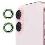 ENKAY HAT PRINCE 1 sæt til iPhone 16 / 16 Plus Kameralinsefilm Glitrende Metalring Linsebeskytter
