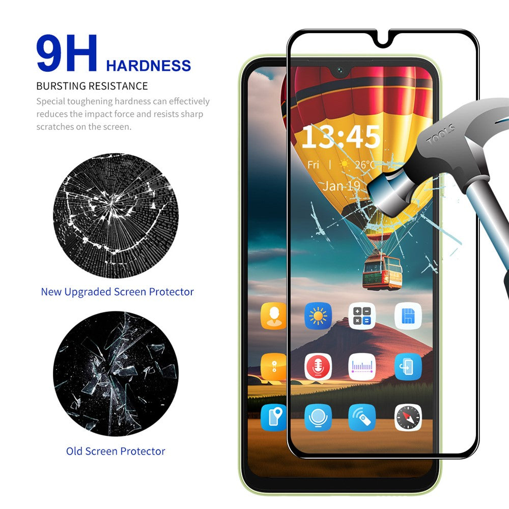 ENKAY HAT PRINCE För Samsung Galaxy A06 4G / A06 5G Skärmskydd 9H Silk Print 0.26mm Tjock Aluminium-Silicon Glasfilm
