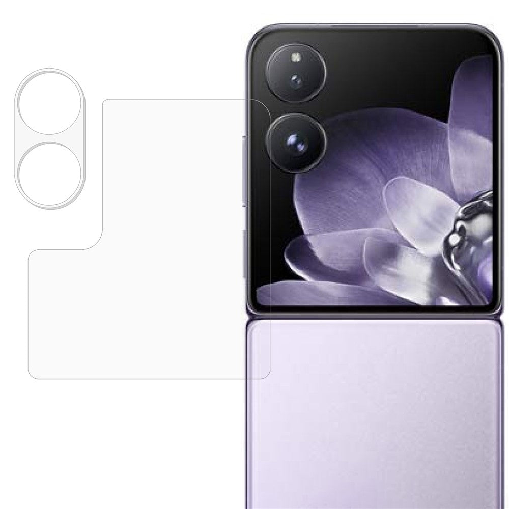 Xiaomi Mix Flip 5G Kameralinsskydd Set 3D Arc Edge Härdat Glas Bakre Linsfilm med Mini Skärmfilm