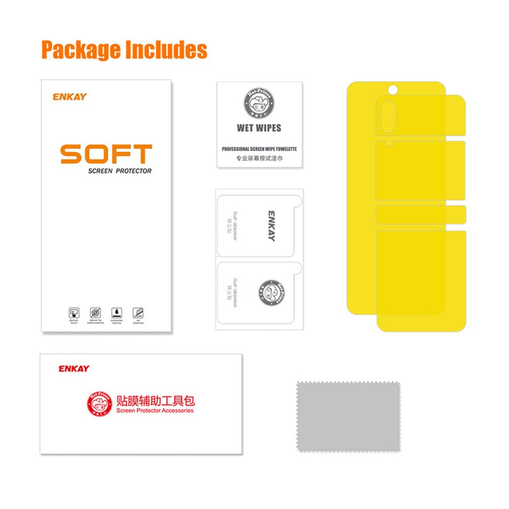 ENKAY HAT PRINCE 5 st/set för Samsung Galaxy Z Flip4 5G Ultra Clear Skärmskydd Mjukt TPE+PET+TPU Heltäckande Hydrogelfilm för Känslig Pekskärm