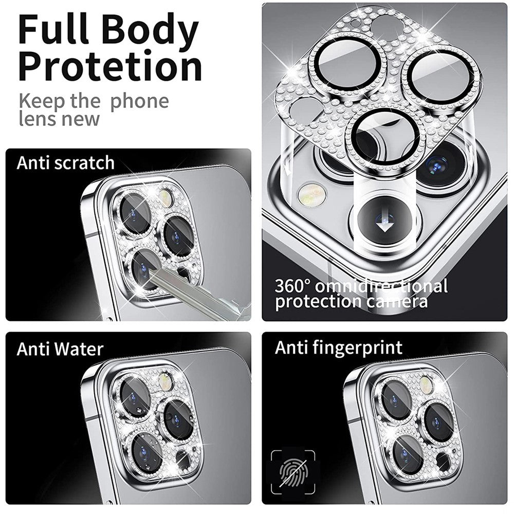 ENKAY HAT PRINCE For iPhone 16 /  16 Plus Camera Lens Protector Rhinestone Decor Metal+Tempered Glass Lens Film