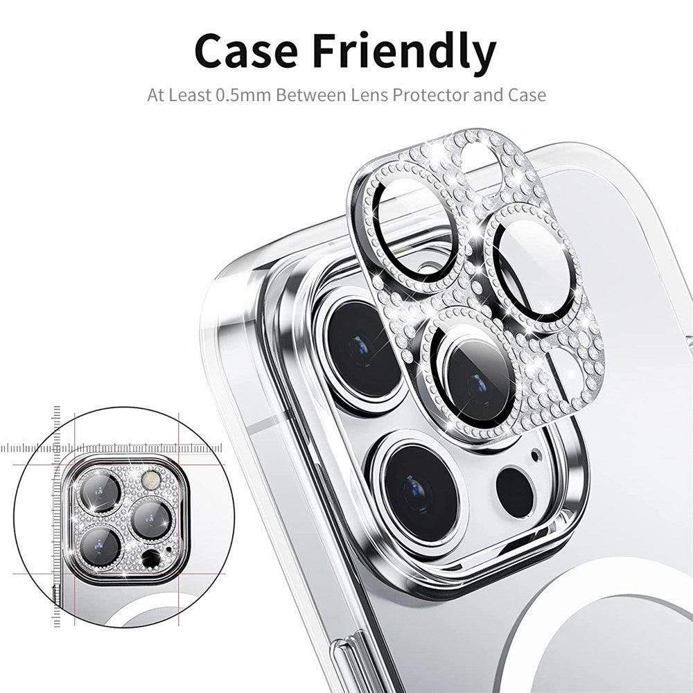 ENKAY HAT PRINCE For iPhone 16 /  16 Plus Camera Lens Protector Rhinestone Decor Metal+Tempered Glass Lens Film