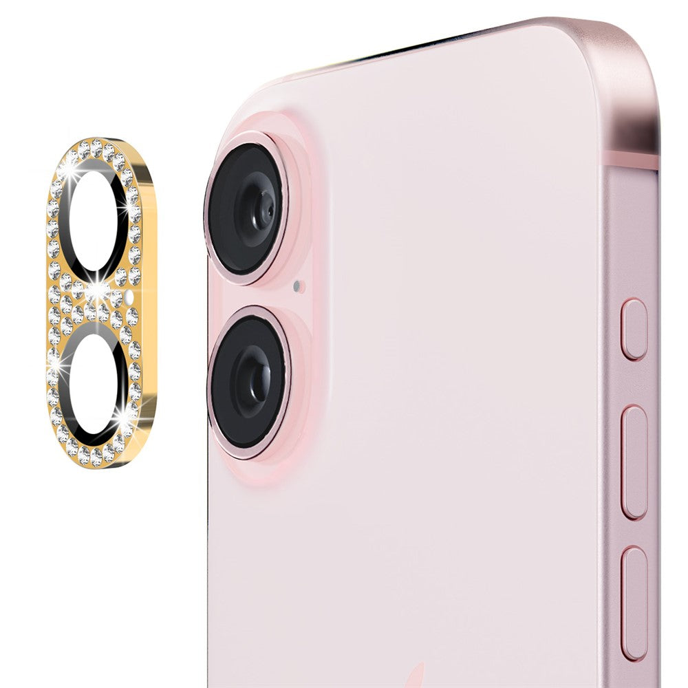 ENKAY HAT PRINCE For iPhone 16 /  16 Plus Camera Lens Protector Rhinestone Decor Metal+Tempered Glass Lens Film