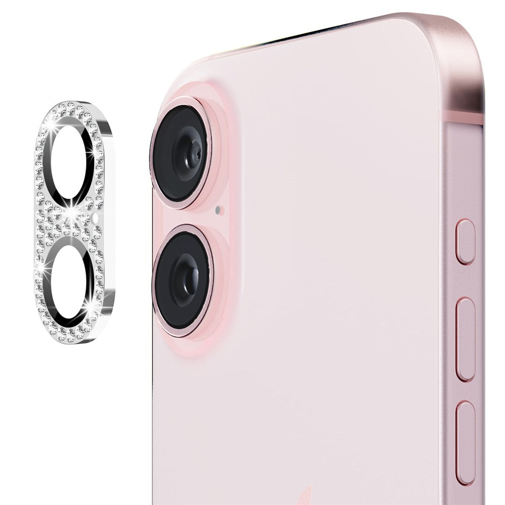 ENKAY HAT PRINCE For iPhone 16 /  16 Plus Camera Lens Protector Rhinestone Decor Metal+Tempered Glass Lens Film