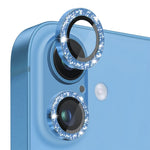 NORTHJO 1 Set For iPhone 16 / 16 Plus Camera Lens Film Tempered Glass+Metal Glitter Rear Lens Protector