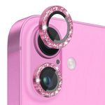 NORTHJO 1 Set For iPhone 16 / 16 Plus Camera Lens Film Tempered Glass+Metal Glitter Rear Lens Protector