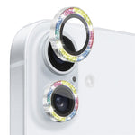 NORTHJO 1 Set For iPhone 16 / 16 Plus Camera Lens Film Tempered Glass+Metal Glitter Rear Lens Protector