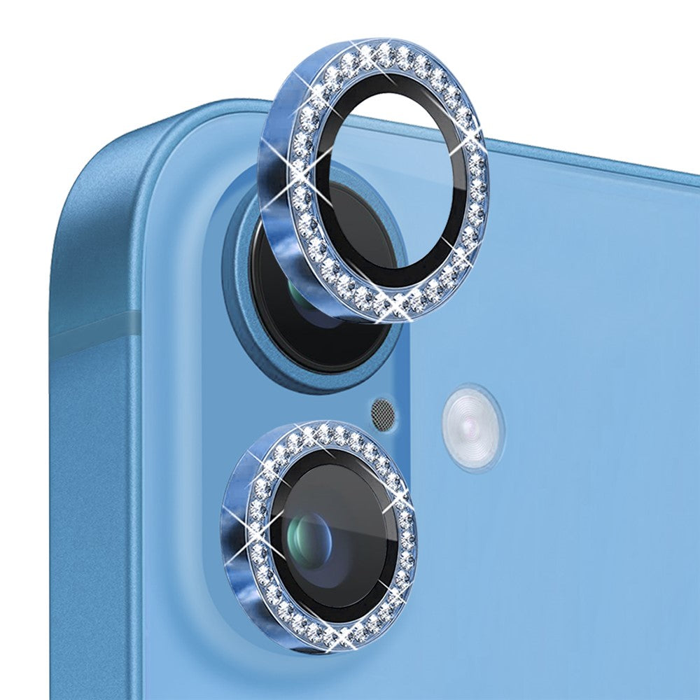 NORTHJO Til iPhone 16 / 16 Plus Linsebeskytter Rhinesten Ring Hærdet Glas Linsefilm