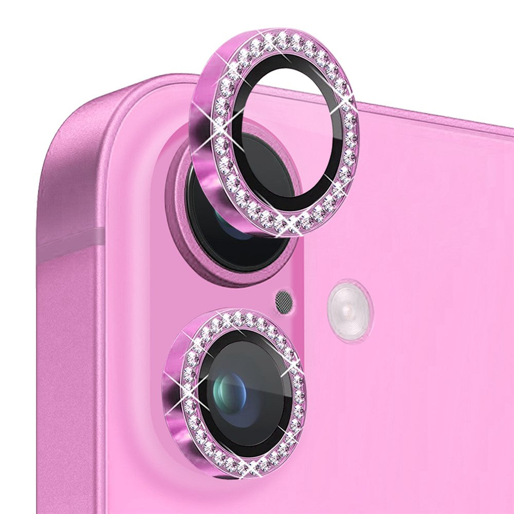 NORTHJO Til iPhone 16 / 16 Plus Linsebeskytter Rhinesten Ring Hærdet Glas Linsefilm