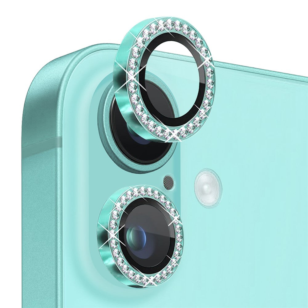 NORTHJO Til iPhone 16 / 16 Plus Linsebeskytter Rhinesten Ring Hærdet Glas Linsefilm