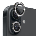 NORTHJO Til iPhone 16 / 16 Plus Linsebeskytter Rhinesten Ring Hærdet Glas Linsefilm