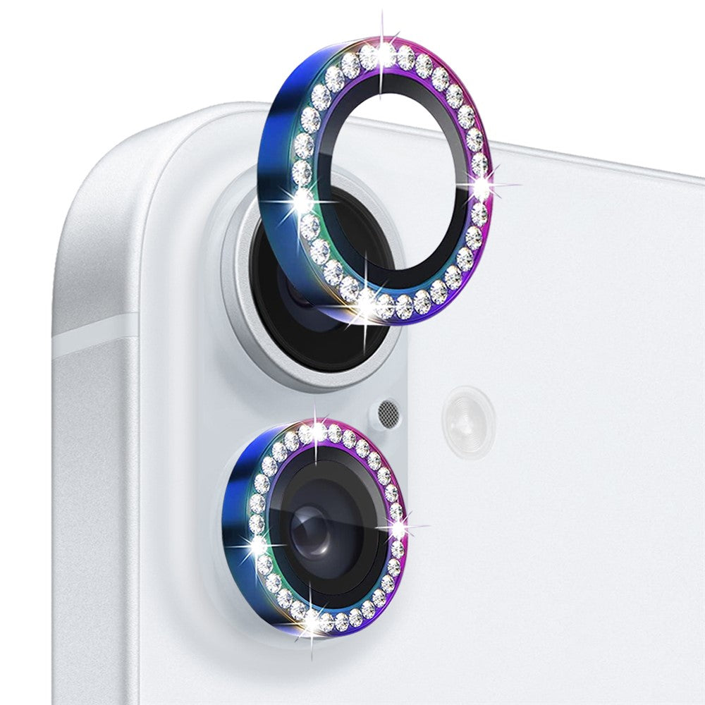 NORTHJO Til iPhone 16 / 16 Plus Linsebeskytter Rhinesten Ring Hærdet Glas Linsefilm