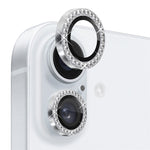 NORTHJO Til iPhone 16 / 16 Plus Linsebeskytter Rhinesten Ring Hærdet Glas Linsefilm