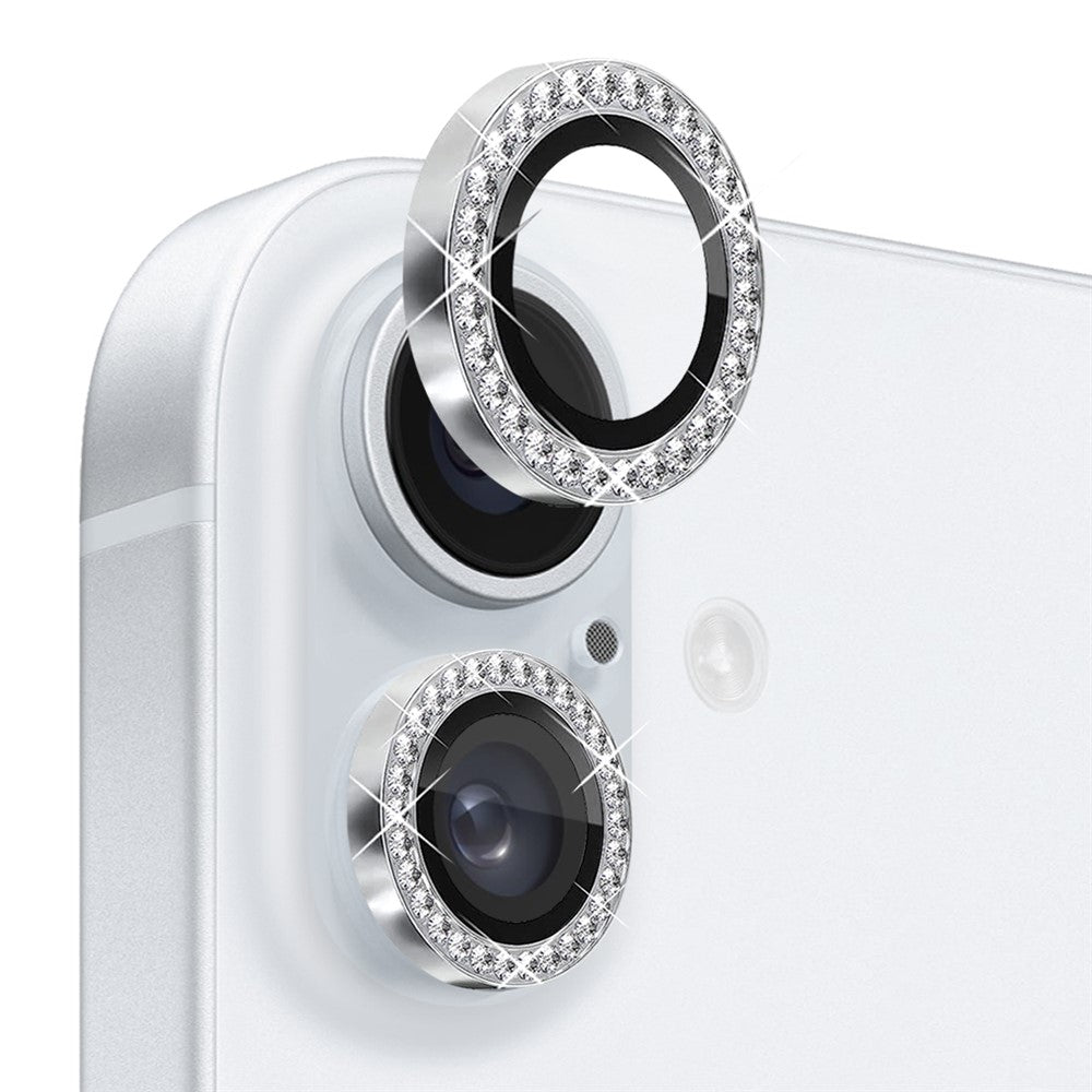 NORTHJO Til iPhone 16 / 16 Plus Linsebeskytter Rhinesten Ring Hærdet Glas Linsefilm
