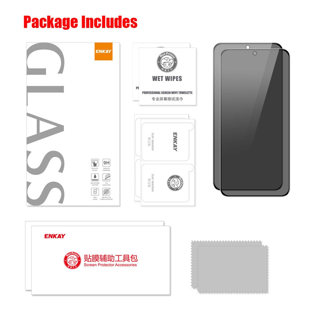 ENKAY HAT PRINCE For Samsung Galaxy S24 FE 2Pcs Privacy Screen Protector 28-degree Anti-Spy Tempered Glass