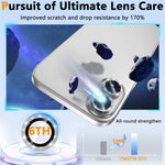 For iPhone 16  /  16 Plus Glitter Camera Lens Film Metal Ring+Tempered Glass Phone Lens Protector
