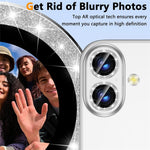For iPhone 16  /  16 Plus Glitter Camera Lens Film Metal Ring+Tempered Glass Phone Lens Protector