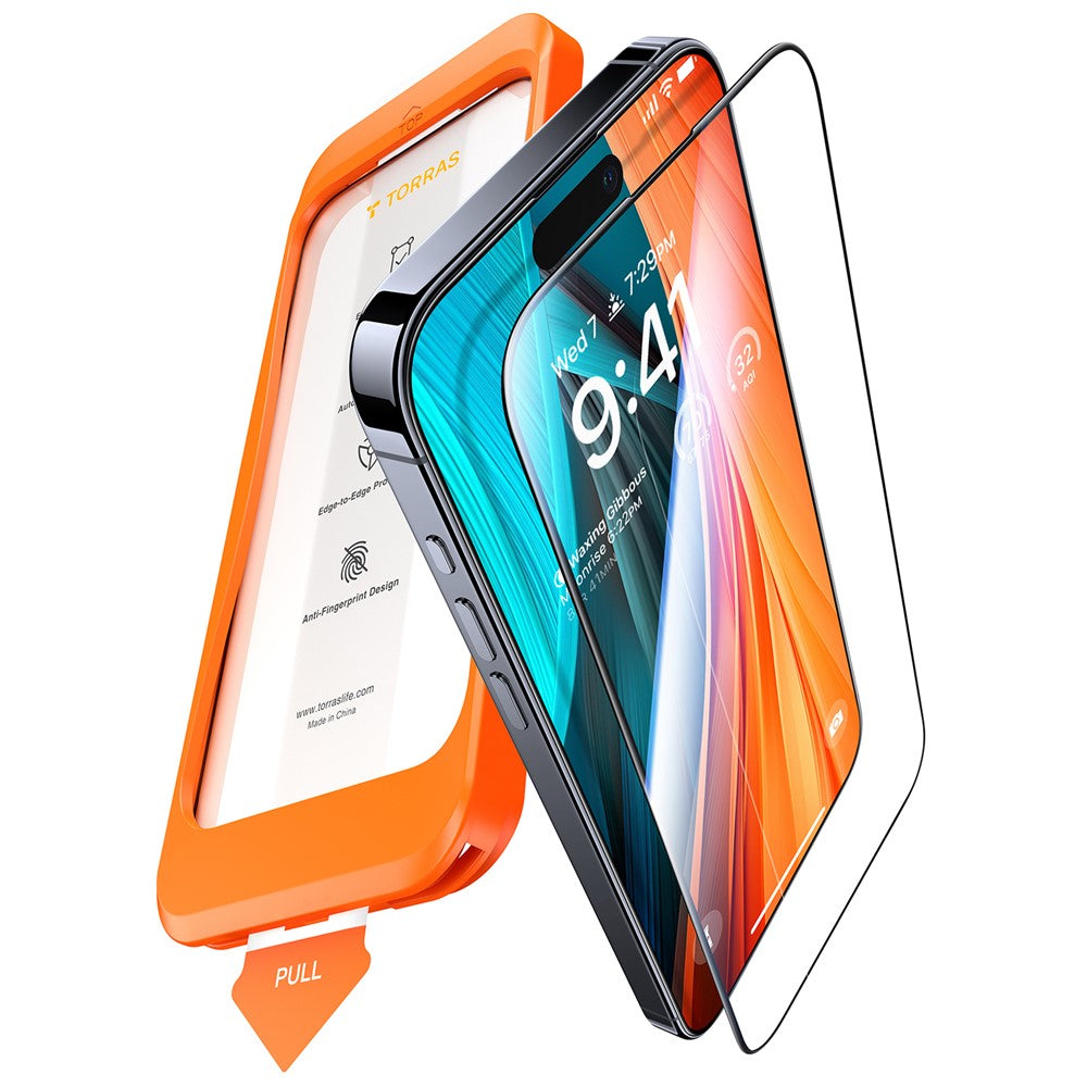 TORRAS Glassgo For iPhone 16 Screen Protector Tempered Glass HD Film with Automatic Dust Removal Tool