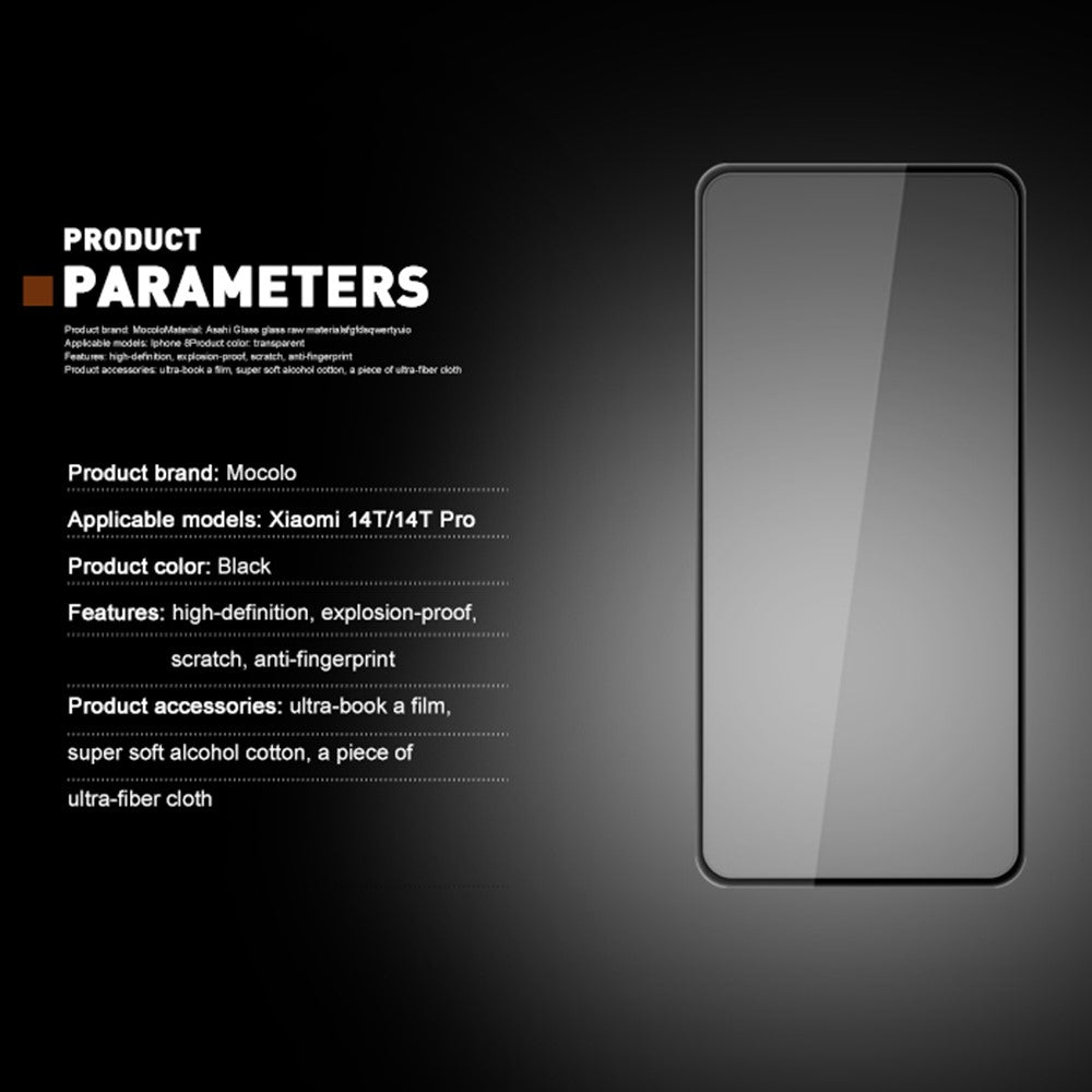 MOCOLO For Xiaomi 14T / 14T Pro Screen Protector Anti-Shatter Silk Printing Tempered Glass Film