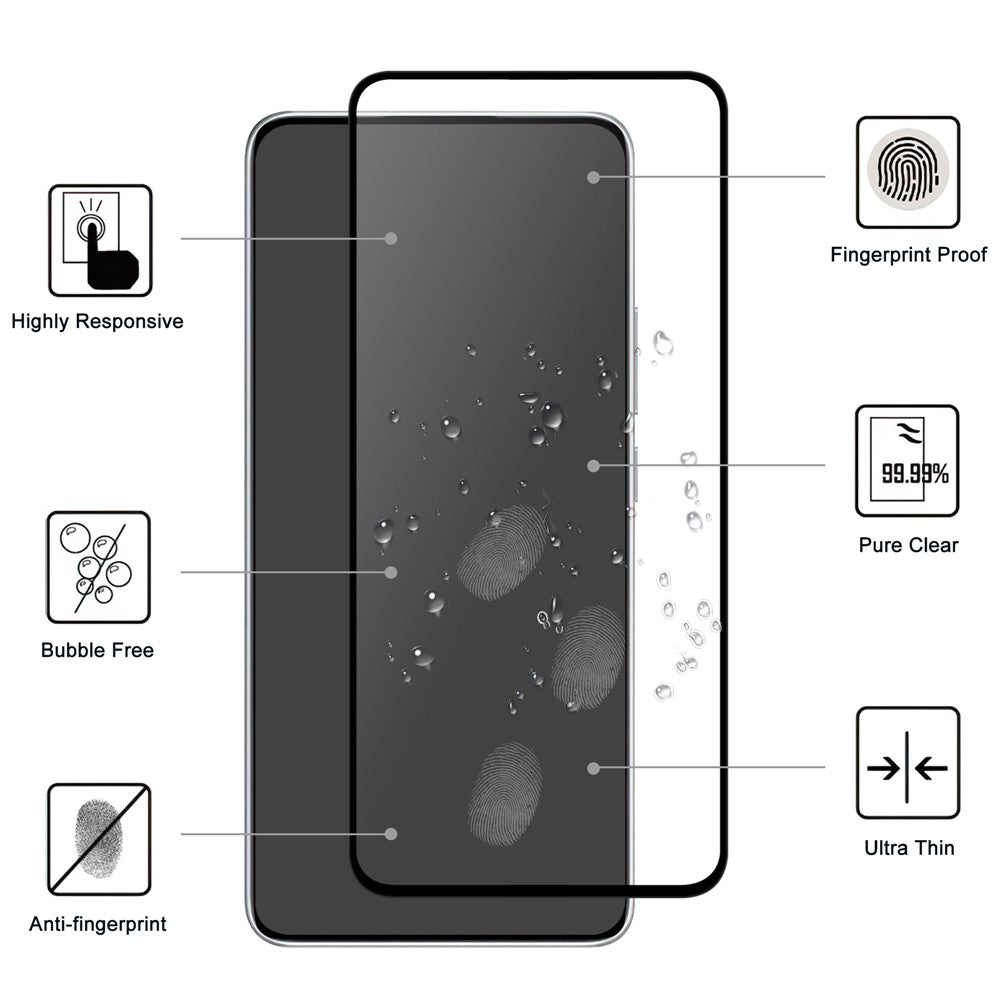 Xiaomi Redmi Note 14 5G / 14 4G (163,25 mm) AGC härdat glas med svart kant, heltäckande skärmskydd