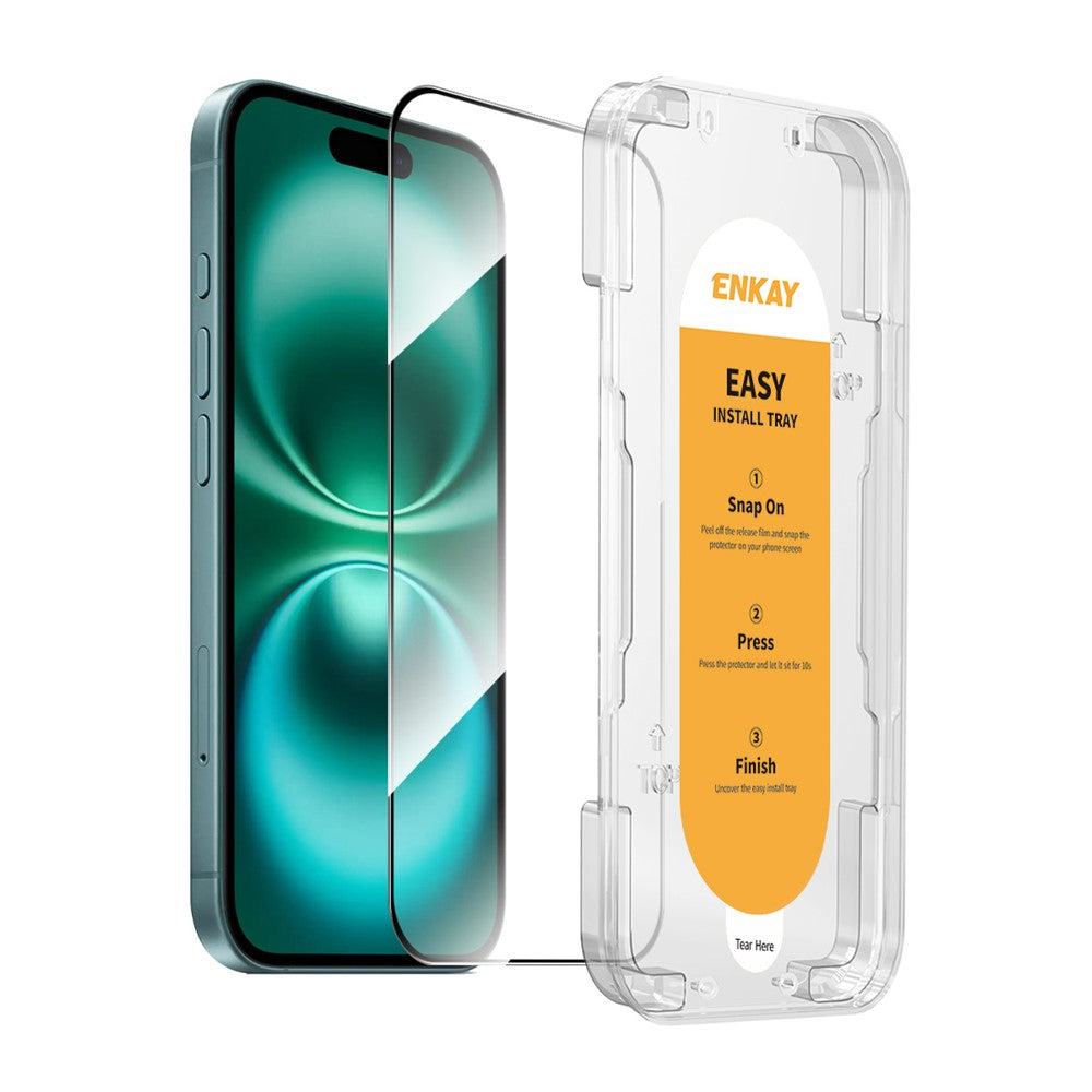 ENKAY HAT PRINCE For iPhone 16 Plus HD Clear Film   Tempered Glass Screen Protector with Installation Tool