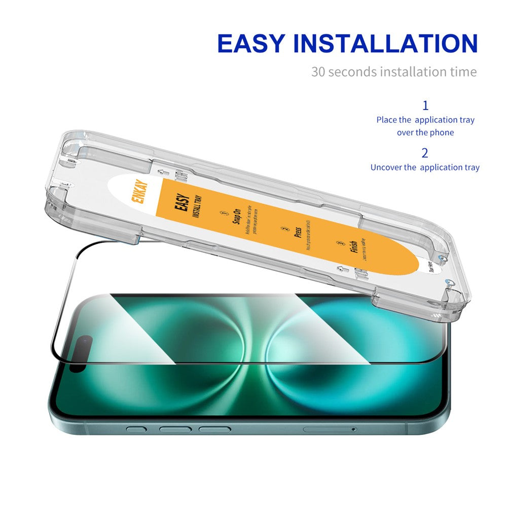 ENKAY HAT PRINCE For iPhone 16 Plus HD Clear Film   Tempered Glass Screen Protector with Installation Tool
