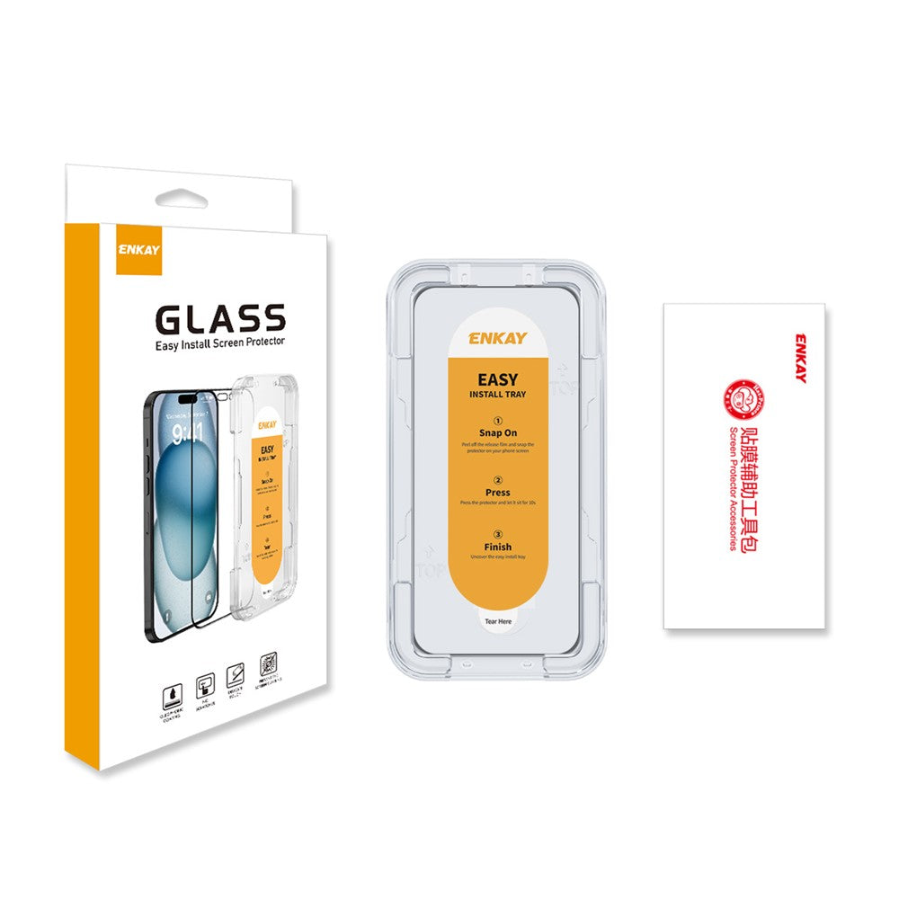 ENKAY HAT PRINCE For iPhone 16 Plus HD Clear Film   Tempered Glass Screen Protector with Installation Tool