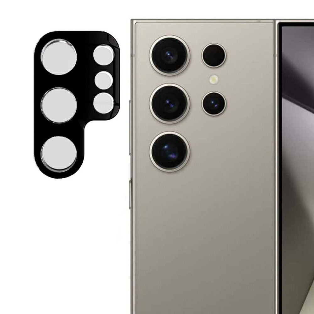 RURIHAI-kameralinsebeskyttelse til Samsung Galaxy S25 Ultra med 3D-silketryk og linsefilm i højstyrke aluminiums-silicaglas