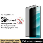IMAK For Xiaomi Redmi Note 14 Pro+ 5G / Note 14 Pro 5G / Poco X7 5G Anti-Spy Full Screen Protector Tempered Glass Film