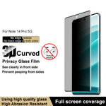IMAK For Xiaomi Redmi Note 14 Pro+ 5G / Note 14 Pro 5G / Poco X7 5G Anti-Spy Tempered Glass Screen Protector (No Edge Version)