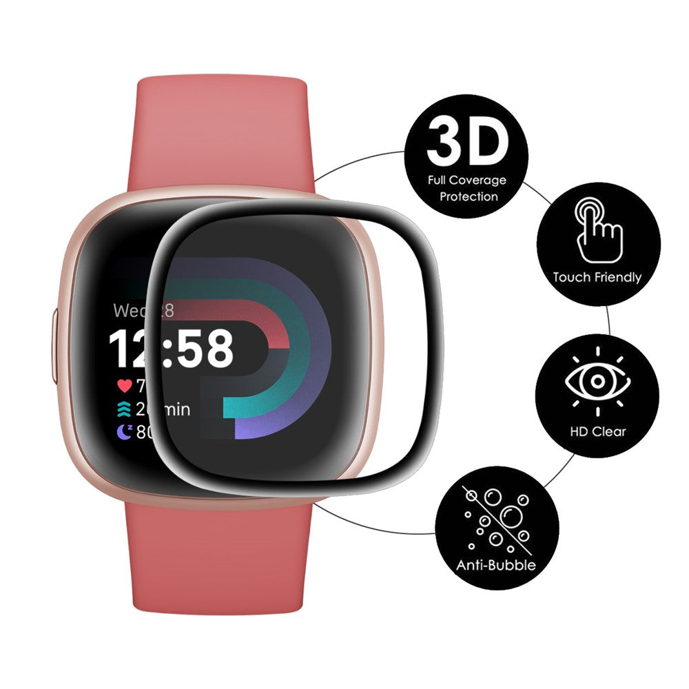 ENKAY HAT PRINCE til Fitbit Versa 4 / Sense 2 Ultra Clear PMMA skærmbeskytter 3D buet blød PC kant fuld dækning ridsefast urfilm