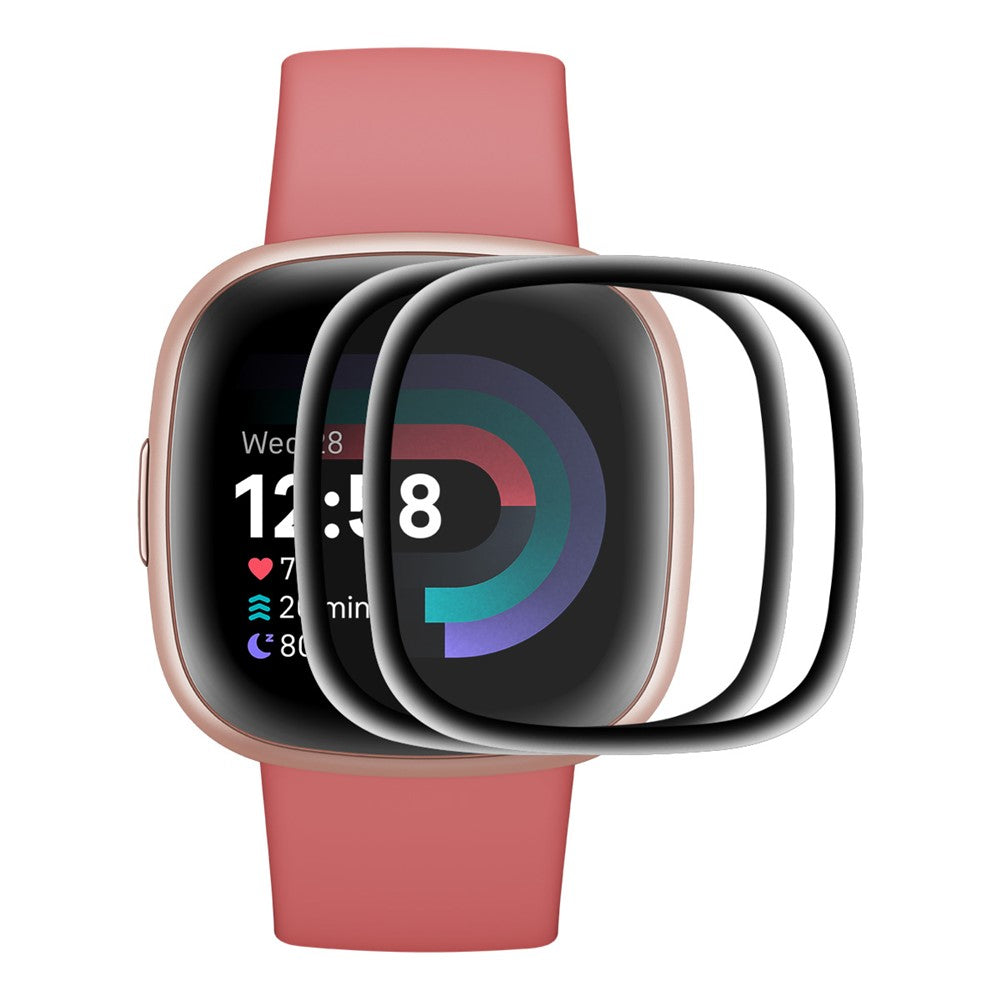ENKAY HAT PRINCE til Fitbit Versa 4 / Sense 2 2 stk. / sæt skærmbeskytter Ridsefast Fuld dækning 3D buet blød PC-kant + PMMA-film