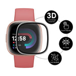 ENKAY HAT PRINCE til Fitbit Versa 4 / Sense 2 2 stk. / sæt skærmbeskytter Ridsefast Fuld dækning 3D buet blød PC-kant + PMMA-film