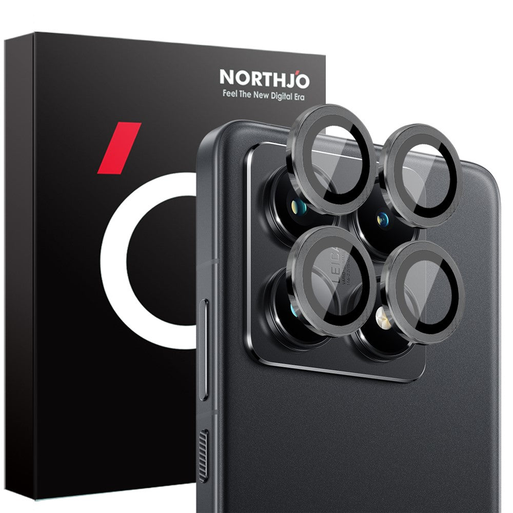 NORTHJO 1 Set For Xiaomi 14T Pro Tempered Glass Camera Lens Film CD Veins Metal Ring Lens Guard