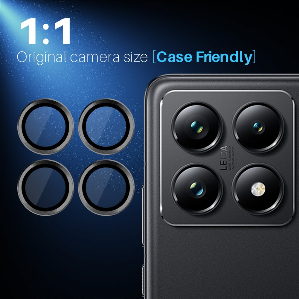 NORTHJO 1 Set For Xiaomi 14T Pro Tempered Glass Camera Lens Film CD Veins Metal Ring Lens Guard