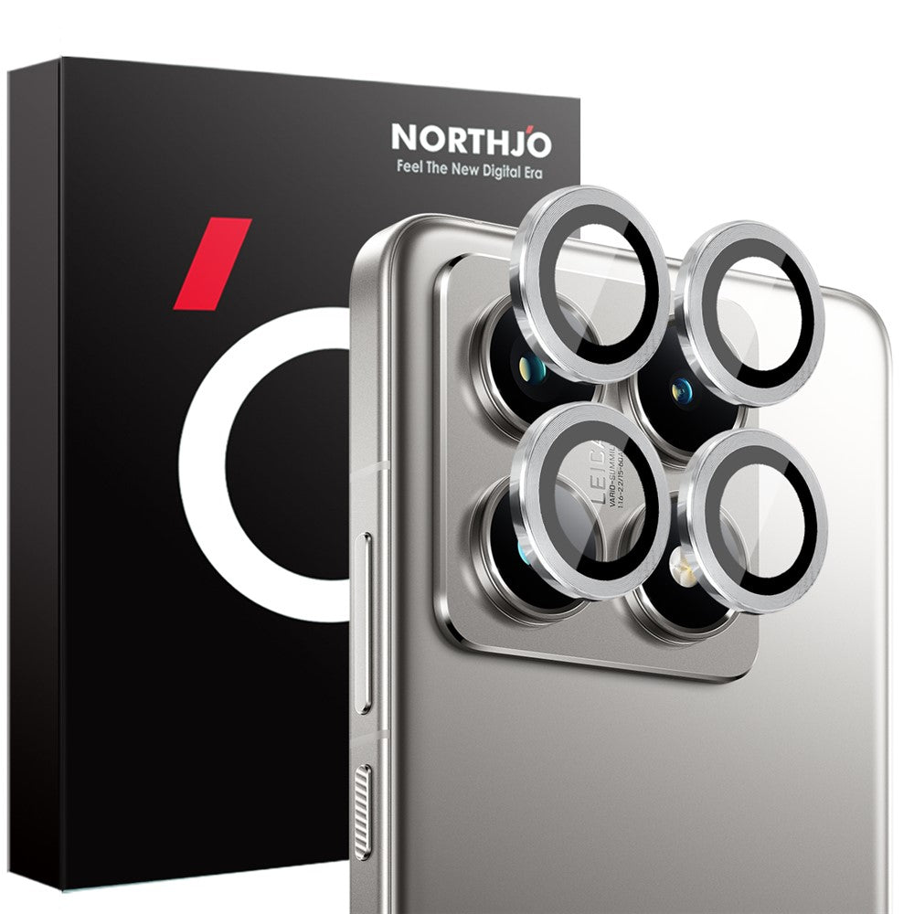 NORTHJO 1 Set For Xiaomi 14T Pro Tempered Glass Camera Lens Film CD Veins Metal Ring Lens Guard