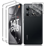 2Pcs For Xiaomi 14T Pro Screen Protector 2.5D Arc Edge High Clarity Tempered Glass Film with Camera Lens Film