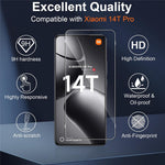 2Pcs For Xiaomi 14T Pro Screen Protector 2.5D Arc Edge High Clarity Tempered Glass Film with Camera Lens Film
